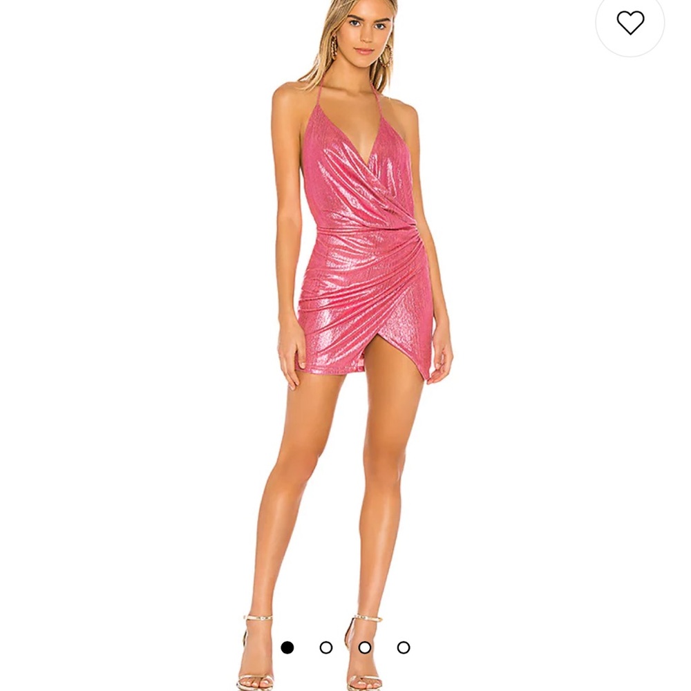 Pink Metallic Missie Wrap Front Dress